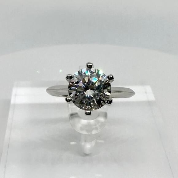 Moissanite Diamond Engagement Ring 2 Ct Round Cut 6 Prong 18k GRA Size 8.5 - Picture 5 of 16